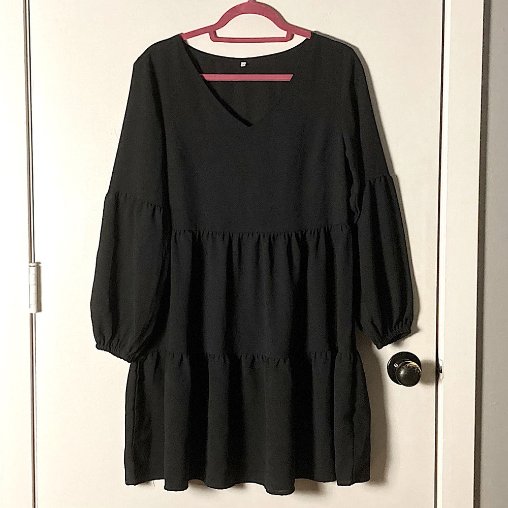 SHEIN Black Long Sleeve Midi Dress Size Small 💗